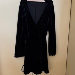 Zara Black Velvet Long Sleeve Dress
